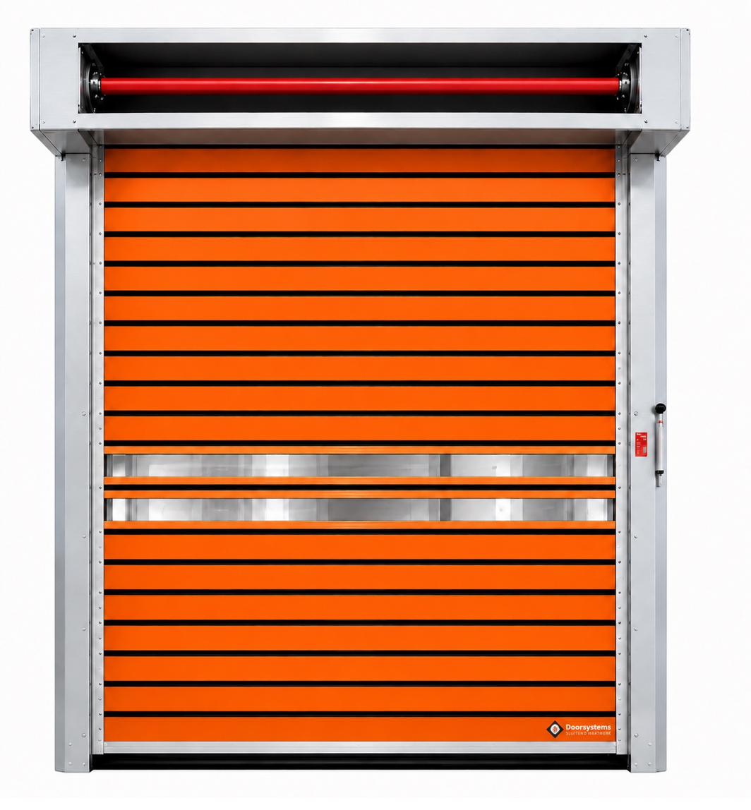 DS Spiraldoor Pro in oranje met doorkijkstroken